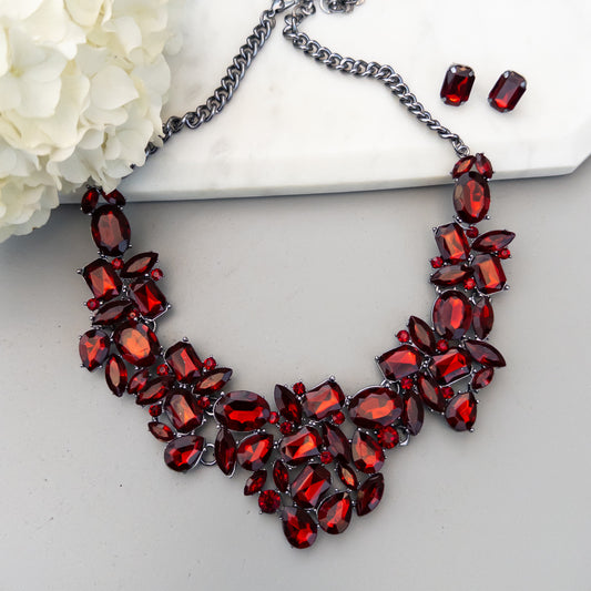 Colier și cercei Red Glam